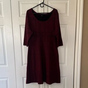 Lane Bryant Deep Red 3/4 Sleeve Dress